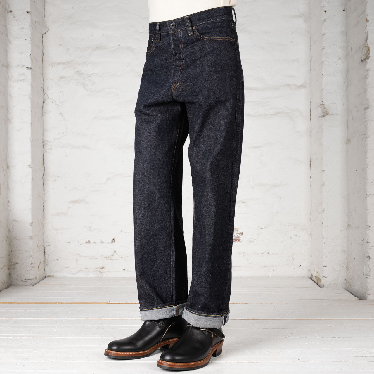 14 Denim Pants Wide Straight Dark Indigo