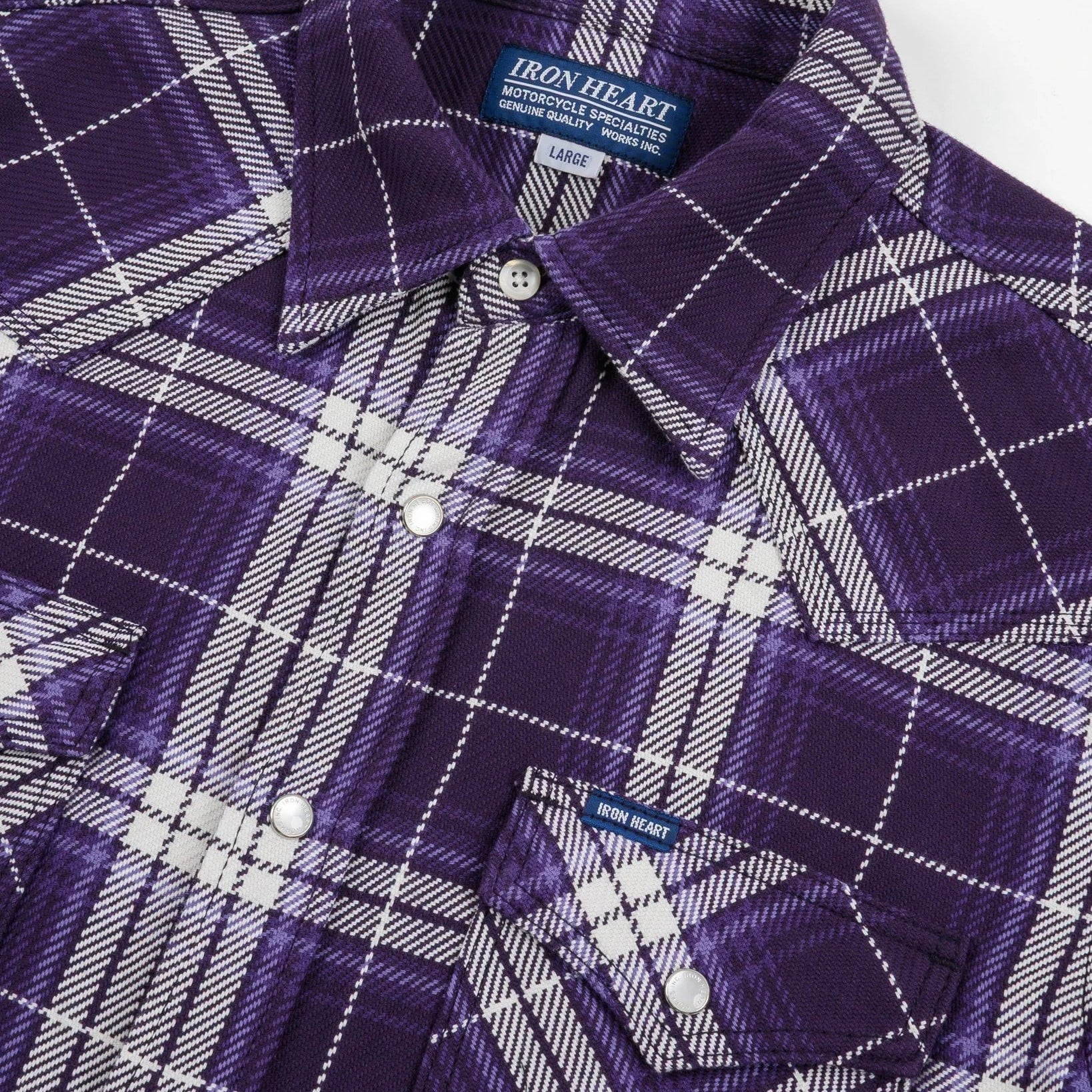 IHSH-439-PUR Chemise Western à carreaux en flanelle selvedge 9 oz. violette