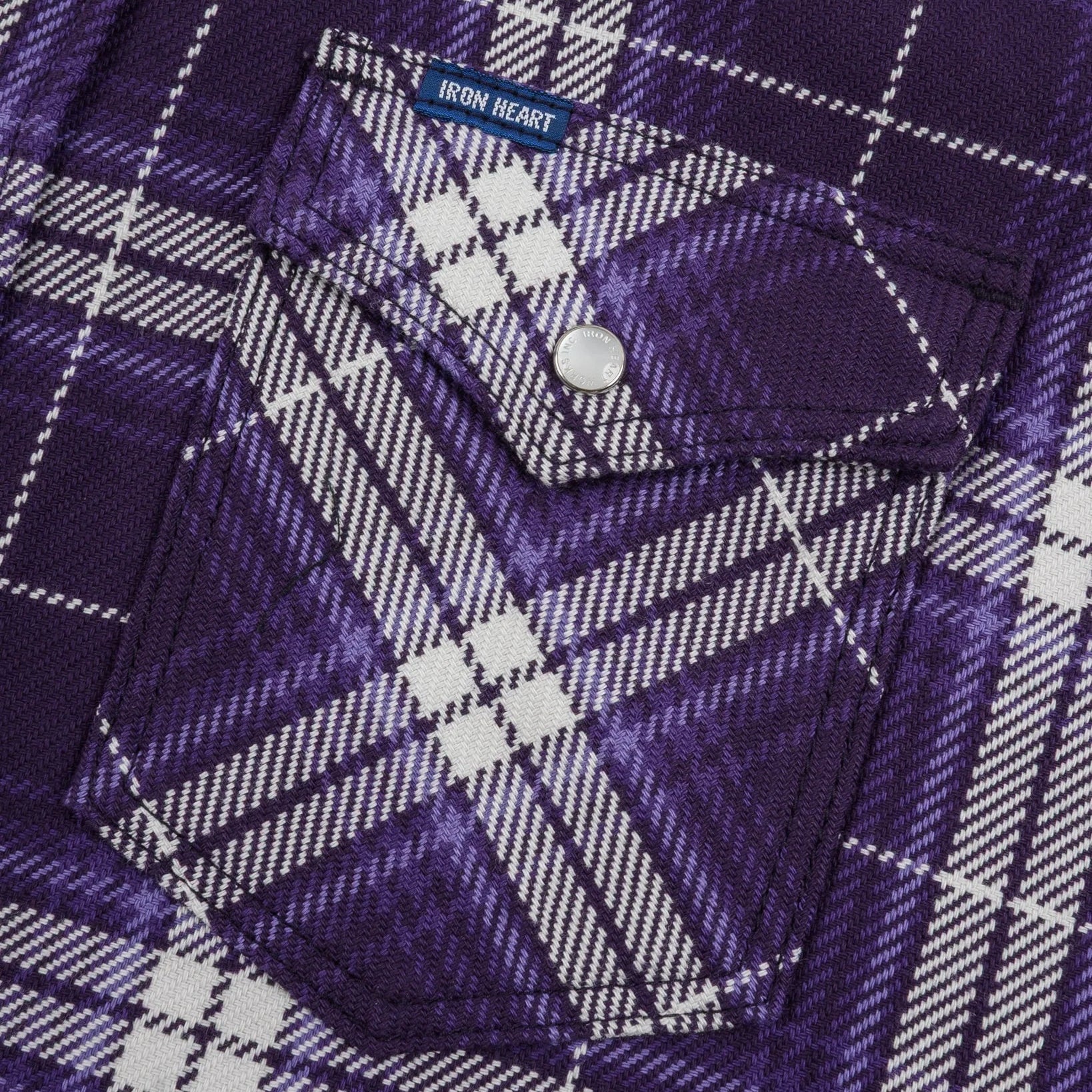 IHSH-439-PUR 9 oz. Selvedge Flannel Check Western Shirt Purple