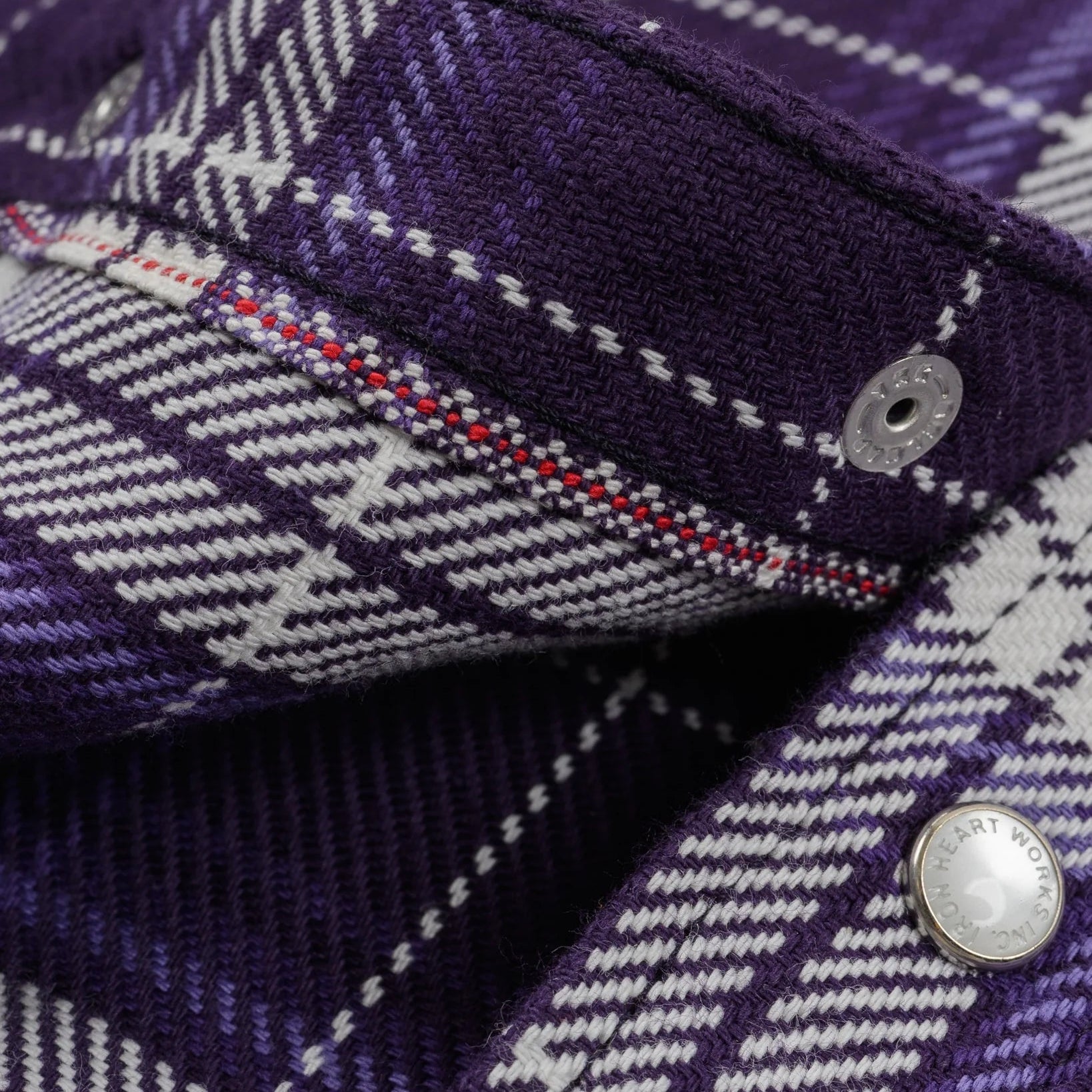 IHSH-439-PUR Chemise Western à carreaux en flanelle selvedge 9 oz. violette