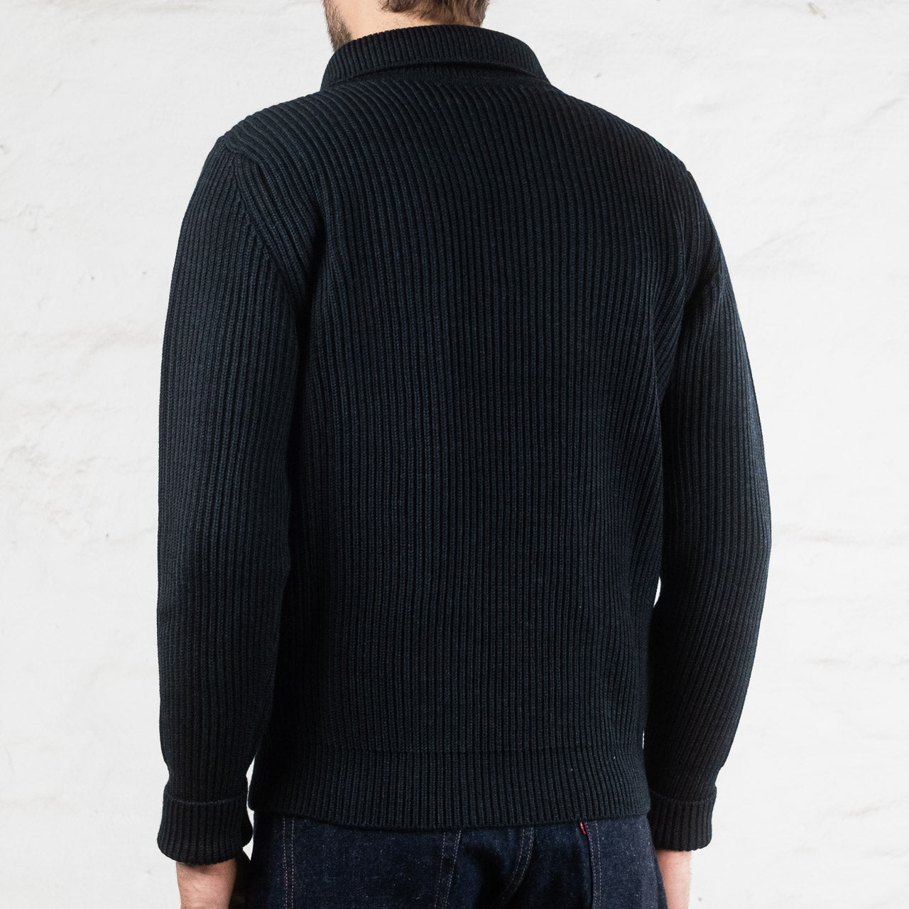 Andersen-Andersen Navy Half Zip Pullover Indigo, Rückansicht am Model