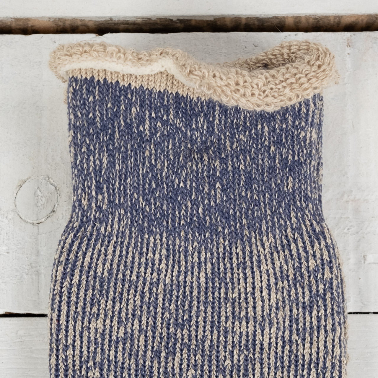 Hemp Thich Pile Crew Socks Navy Melange
