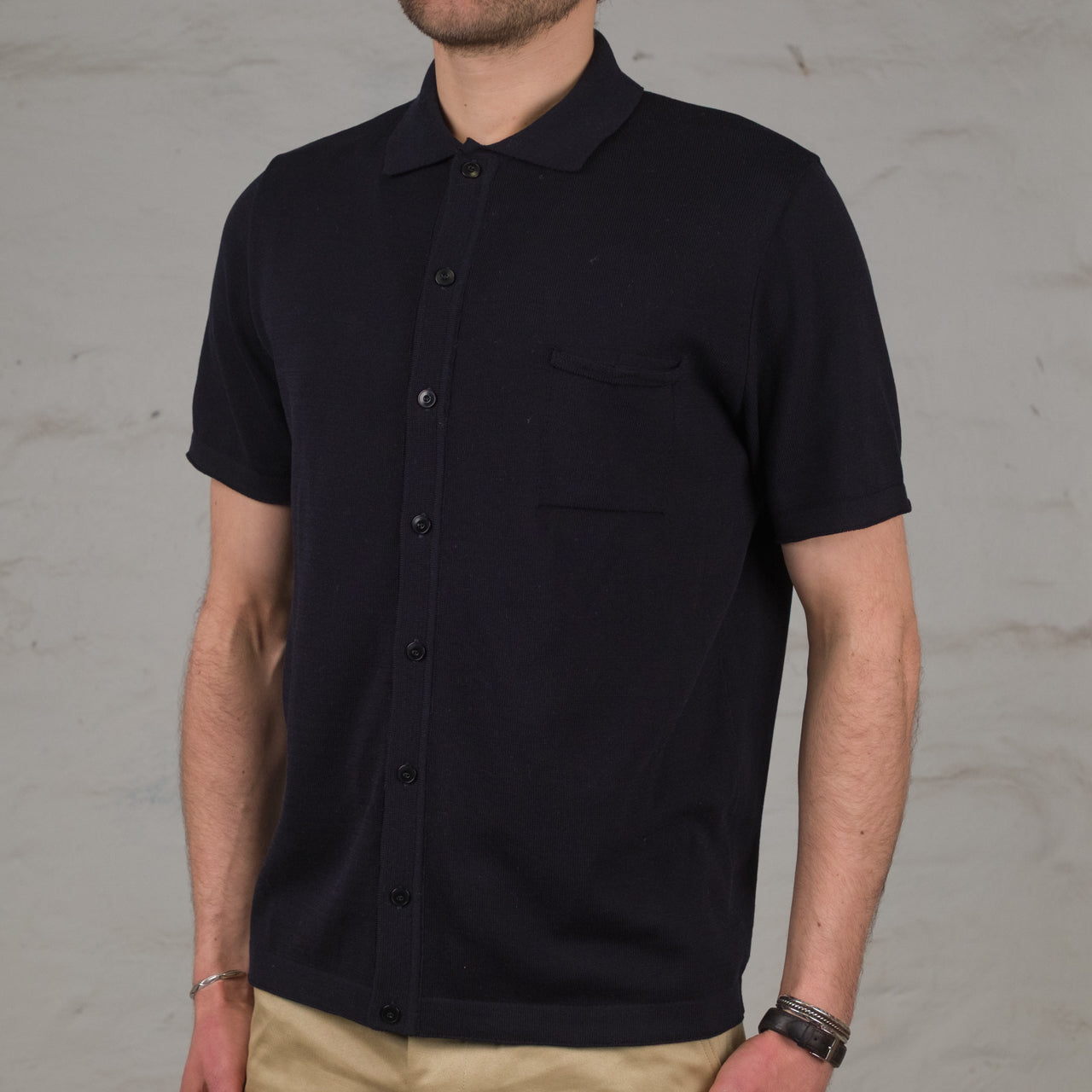 Knitted Polo Short Sleeve Navy