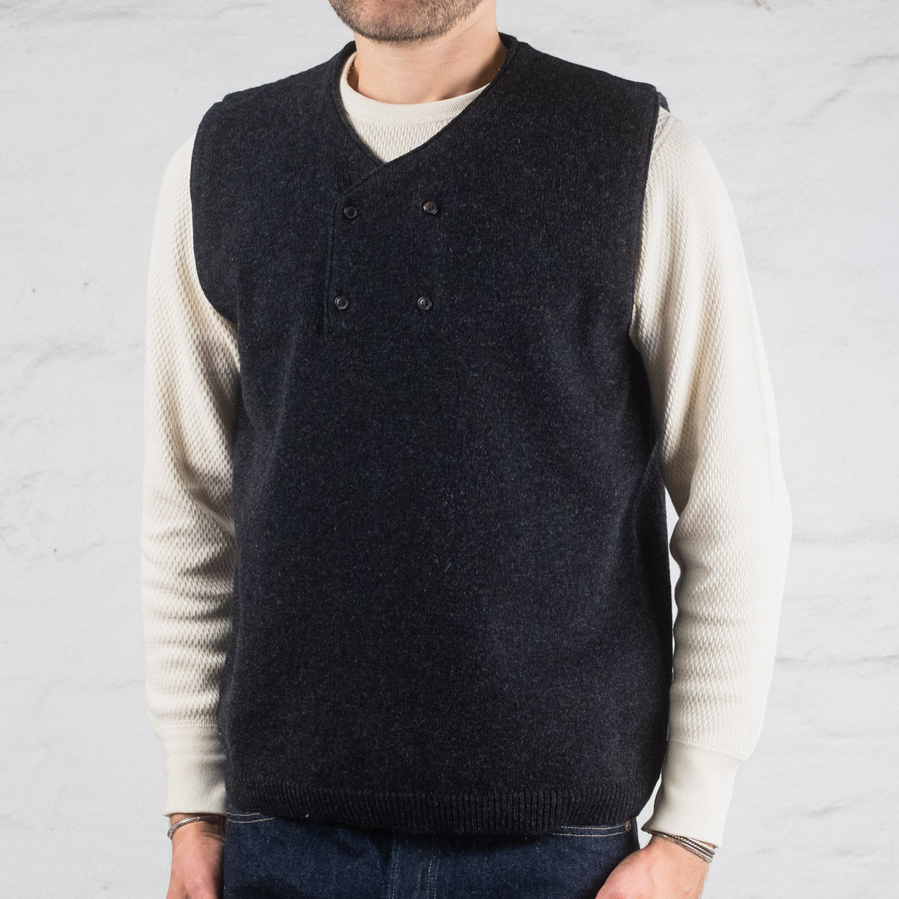 4 Buttons Vest Charcoal