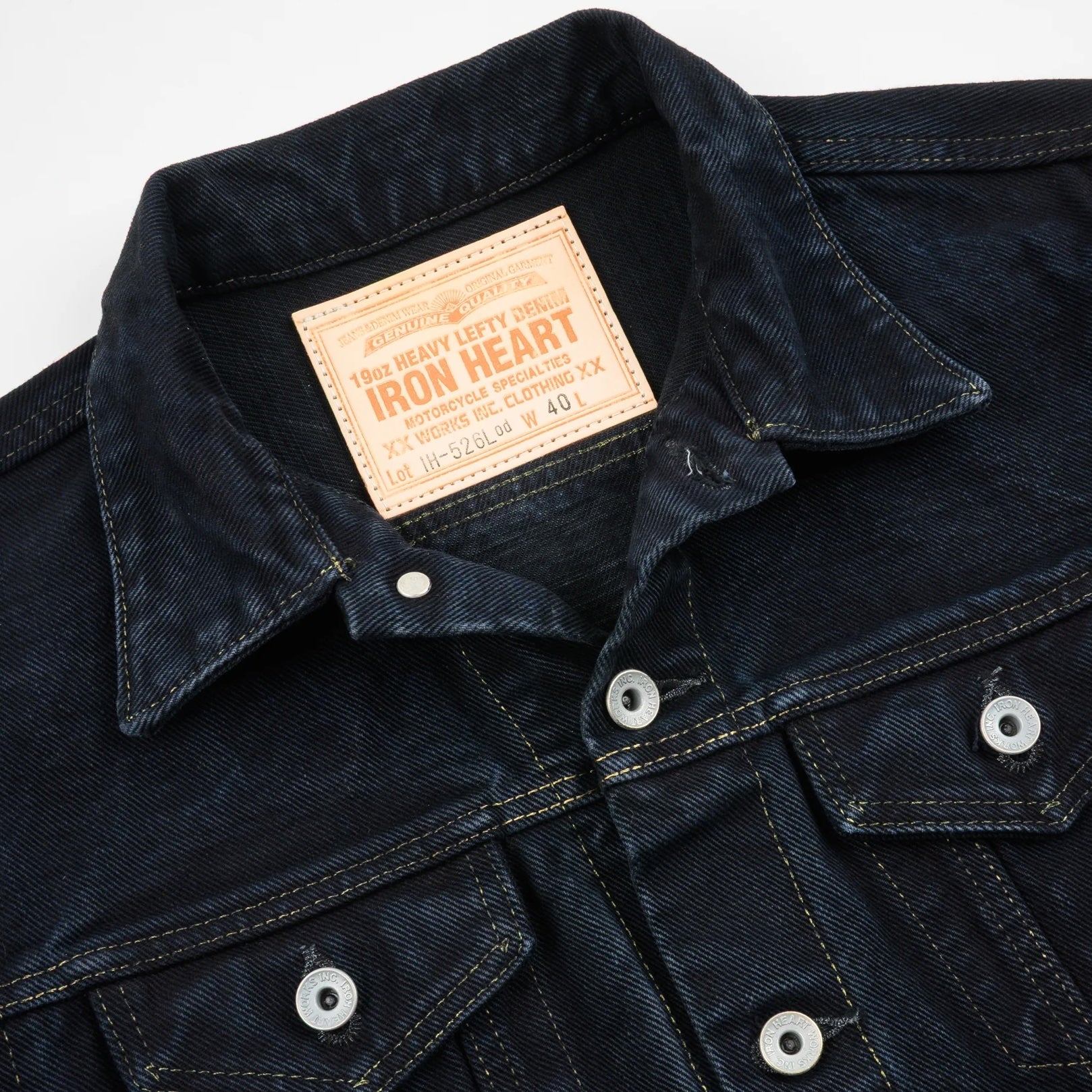 IH-526Lod 19 oz. Left-Hand Twill Type III Jacket Indigo Overdyed Black