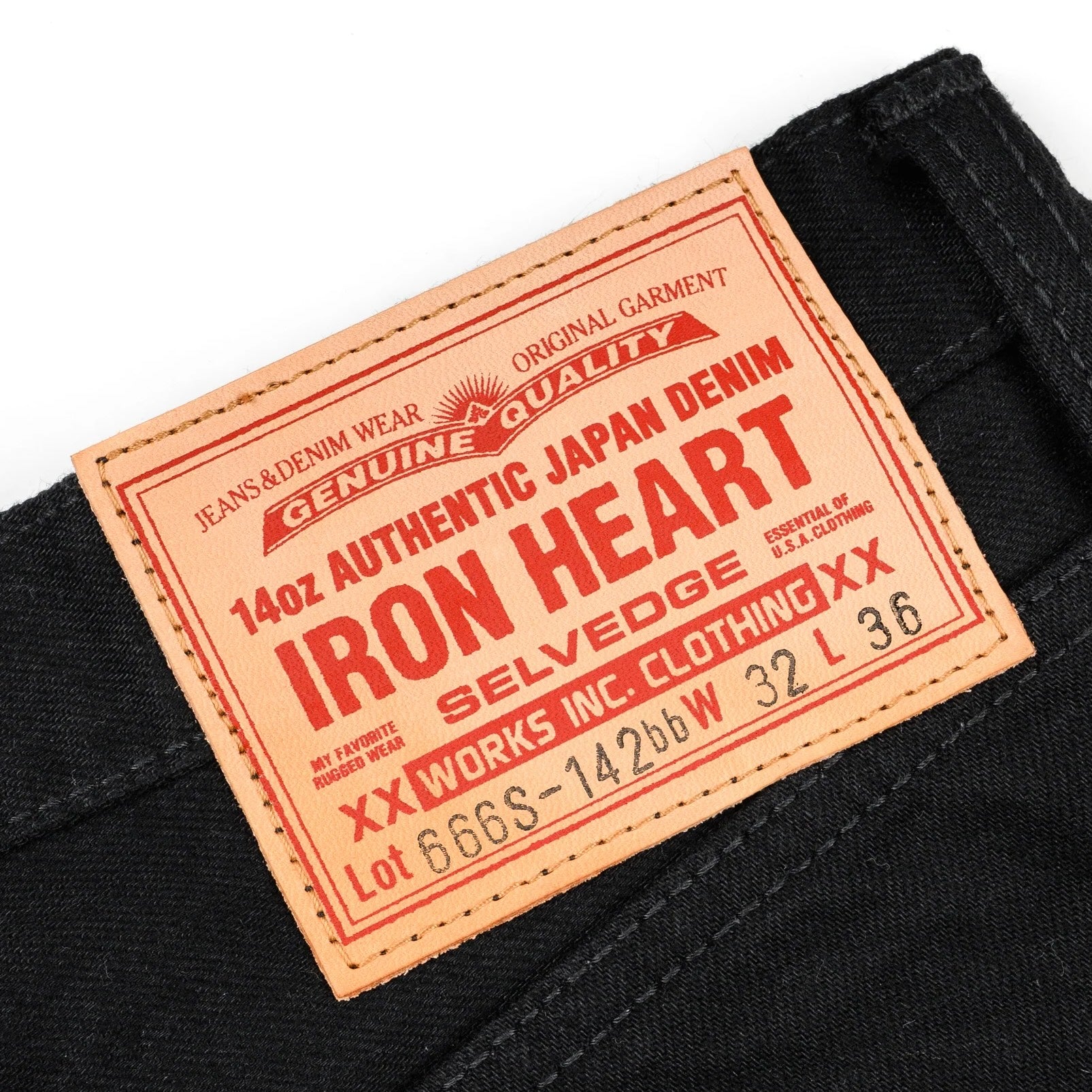 IH-666S-142bb 14 oz. Slim Straight Black/Black