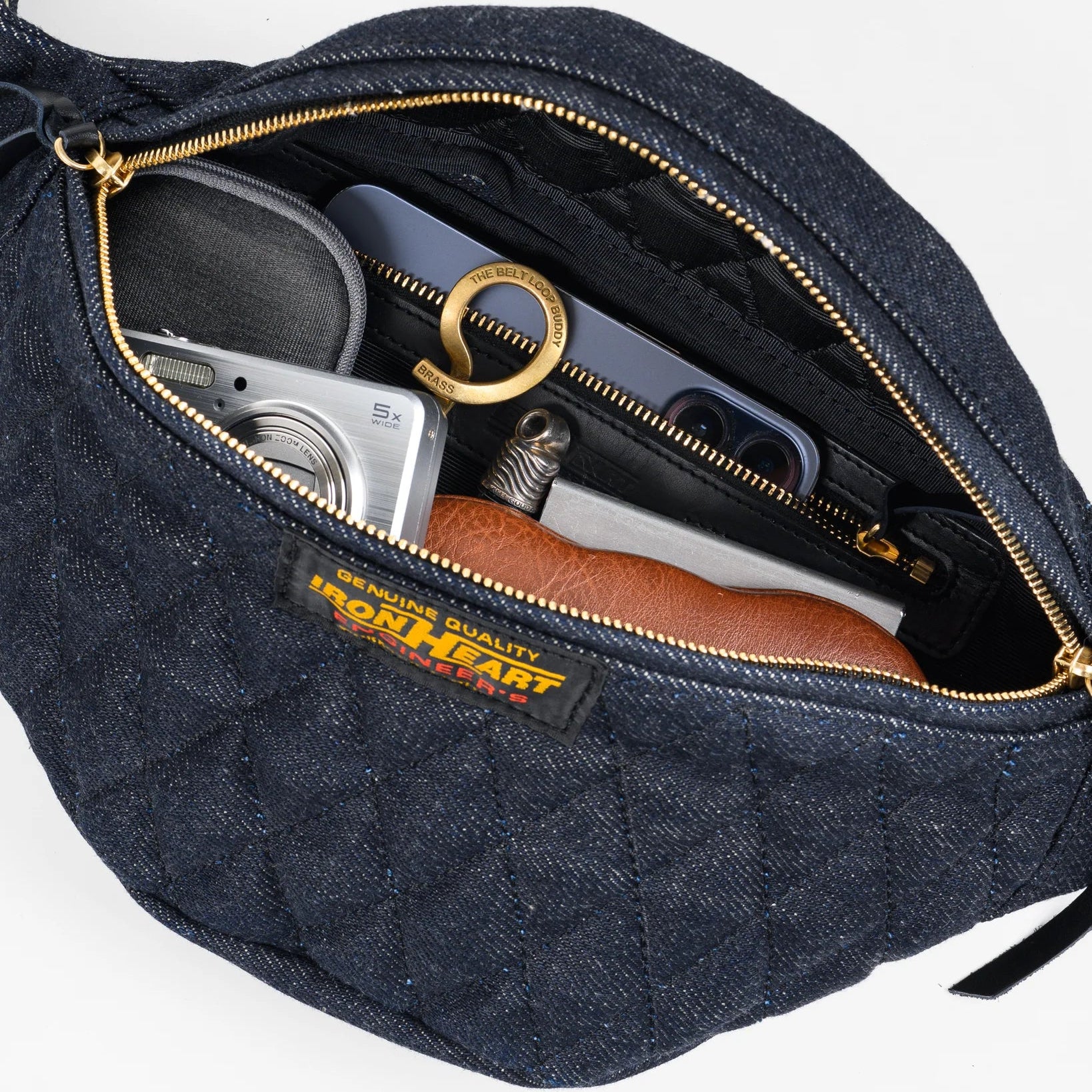 IHE-51-IND 25 oz. Selvedge Denim Waist Bag Indigo