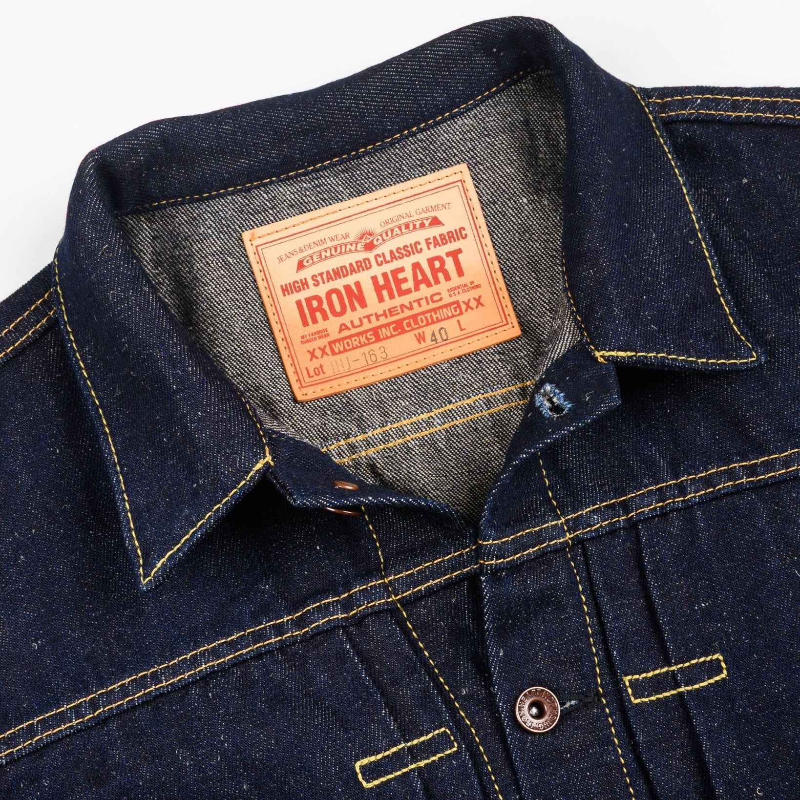 IHJ-163-IND Veste Type II en Jean Coton/Lin 14 oz Indigo