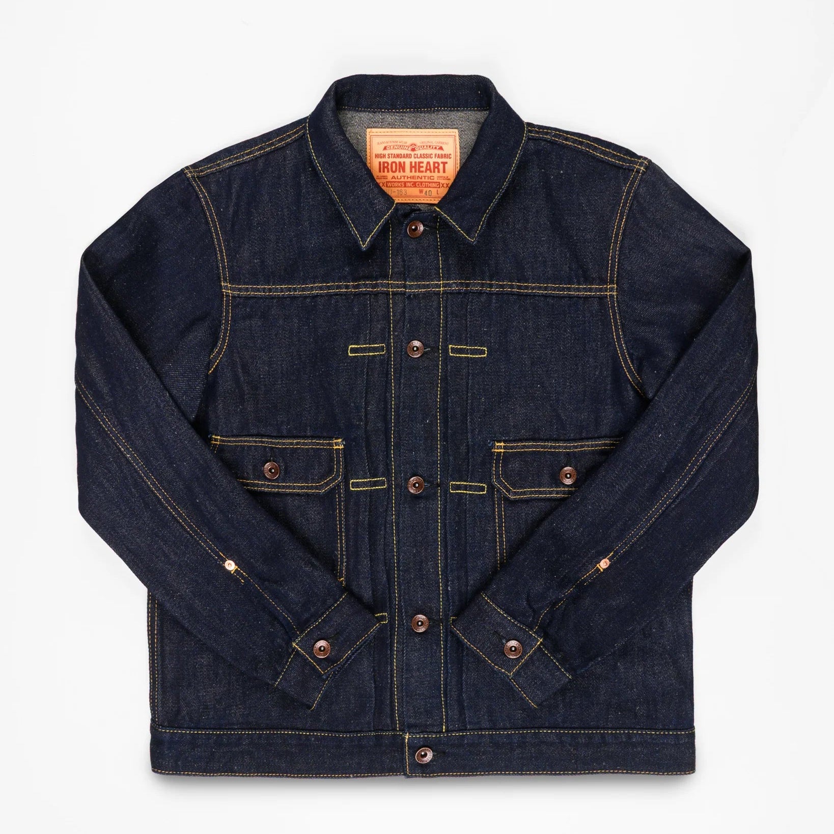 IHJ-163-IND 14 oz. Cotton/Linen Denim Type II Jacket Indigo