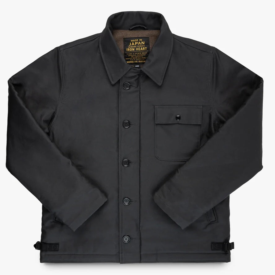 IHM-45-BLK Oiled Whipcord A2 Deck Jacket, Black
