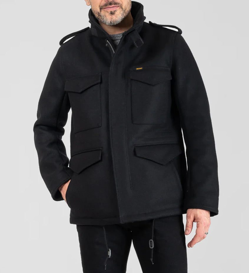 IHM-49-BLK 21oz Melton Wool M65 Field Jacket Schwarz