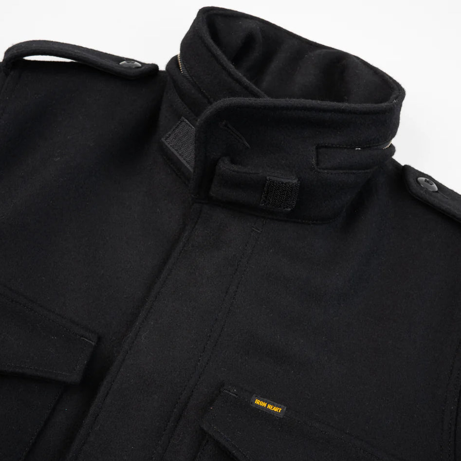 IHM-49-BLK 21oz Melton Wool M65 Field Jacket Schwarz
