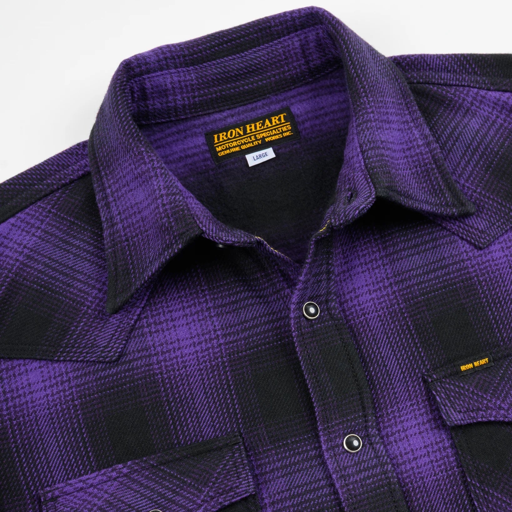 IHSH-264-PUR Heavy Flannel Ombré Check Western Shirt Purple