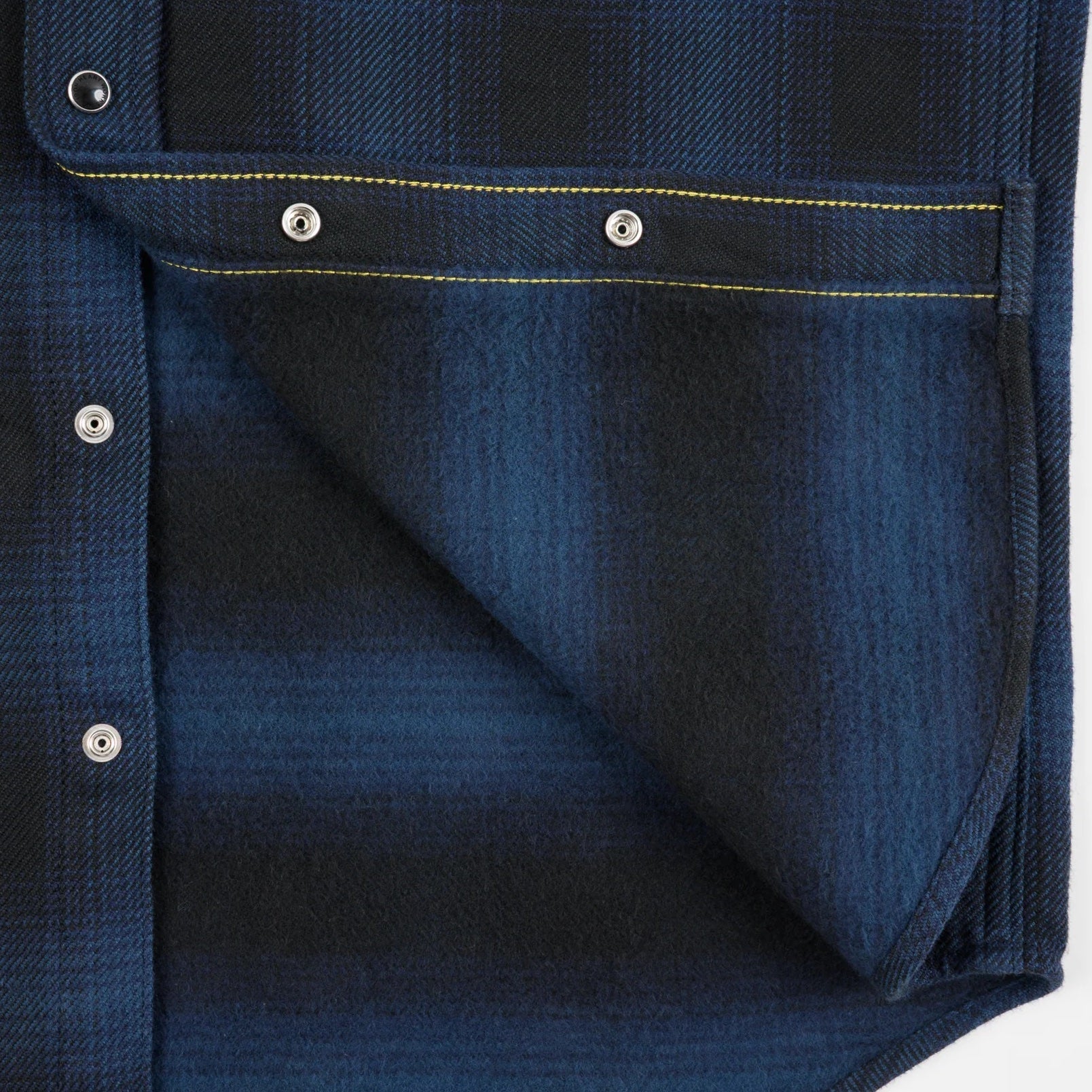 IHSH-265-NAV Heavy Flannel Ombré Check Work Shirt Navy