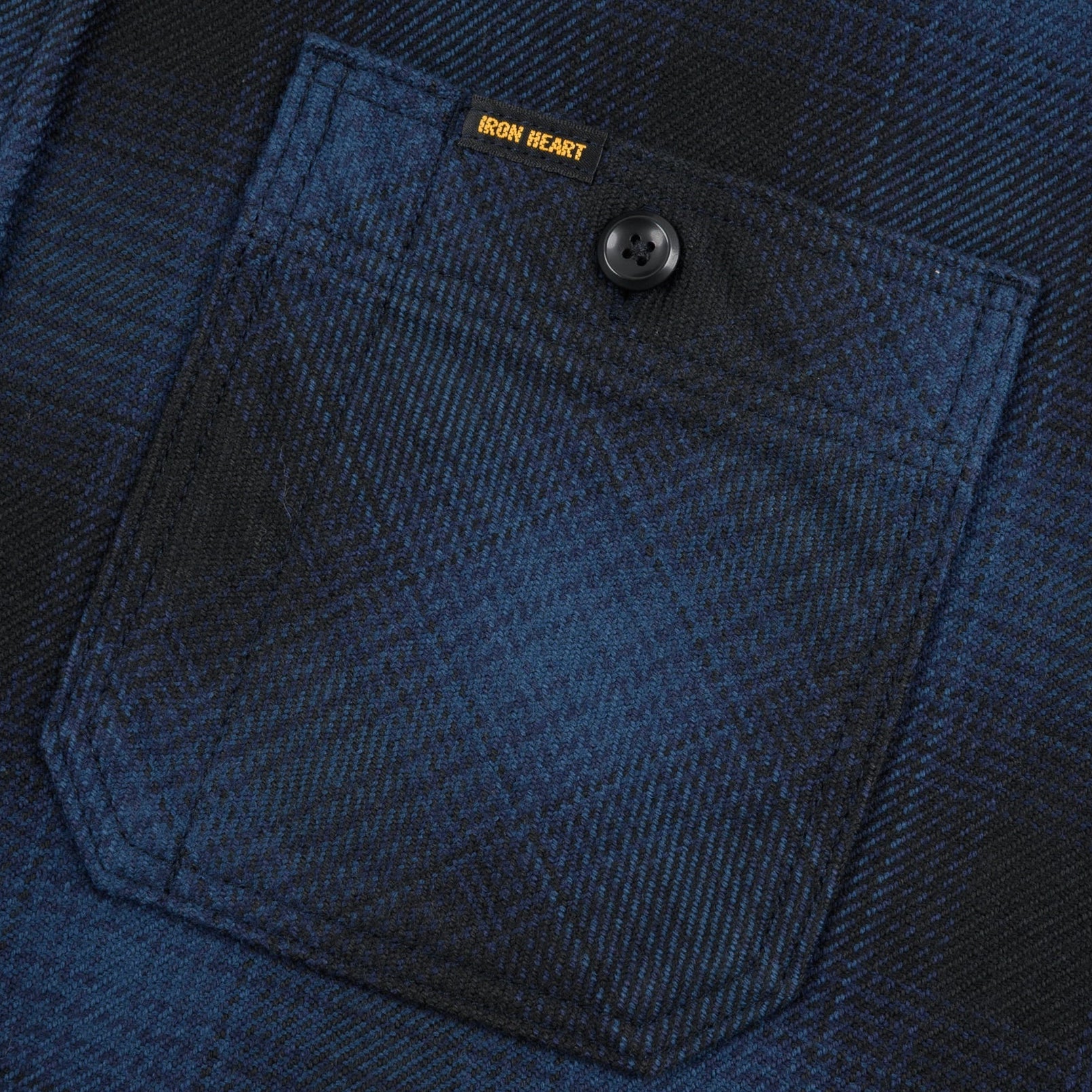 IHSH-265-NAV Heavy Flannel Ombré Check Work Shirt Navy