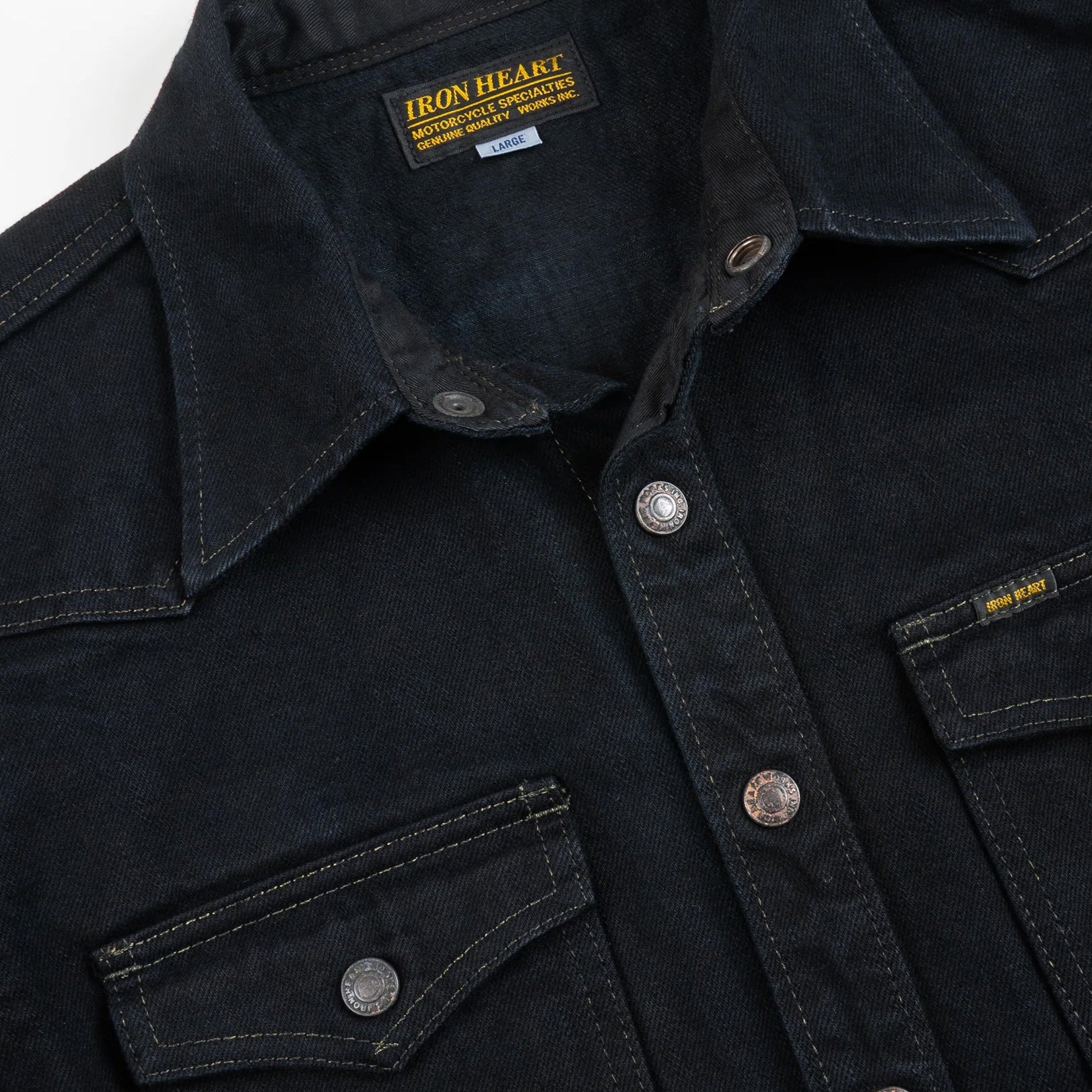 IHSH-293-OD 18 oz. Vintage Selvedge CPO Shirt Indigo Overdyed Black