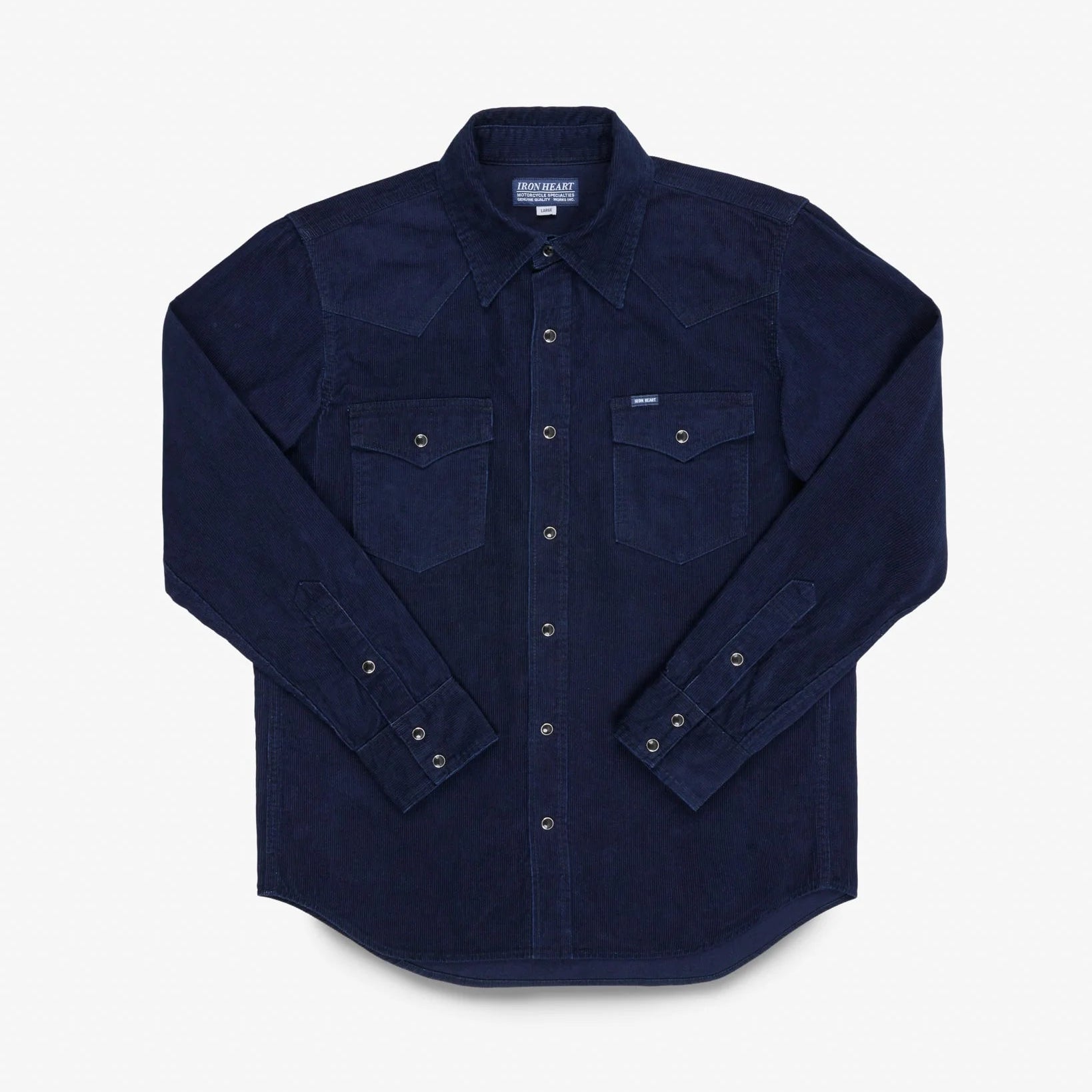 IHSH-438-IND Chemise Western en velours côtelé selvedge indigo 7,5 oz.