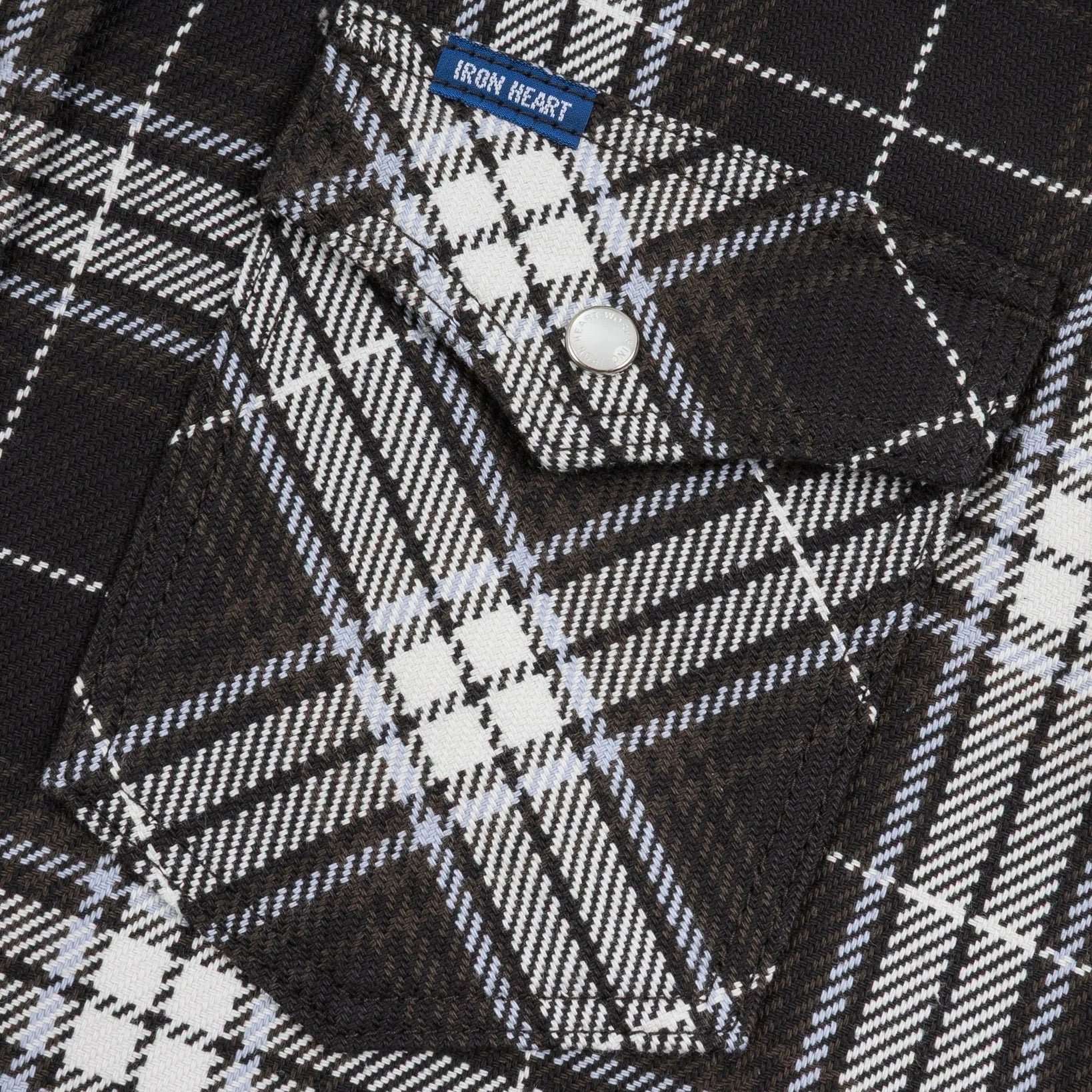 IHSH-439-BLK 9 oz. Selvedge Flannel Check Western Shirt Black