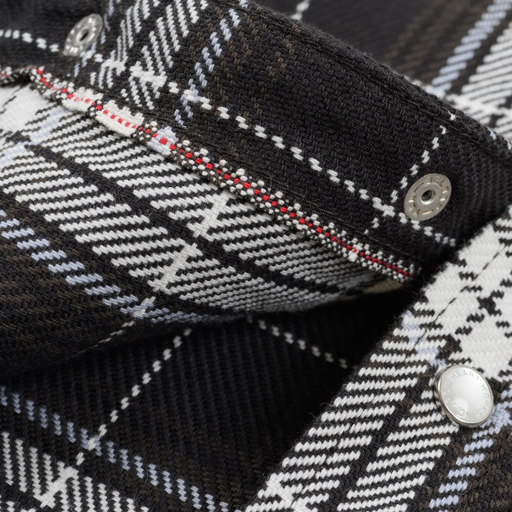 IHSH-439-BLK Chemise Western à carreaux en flanelle selvedge 9 oz. noire