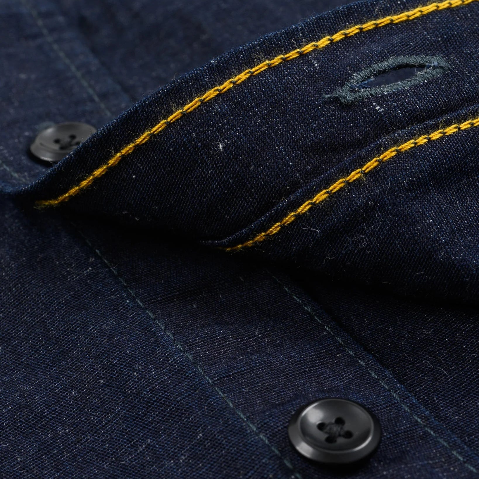 IHSH-443-IND 7 oz. Cotton Linen Chambray Work Shirt Indigo