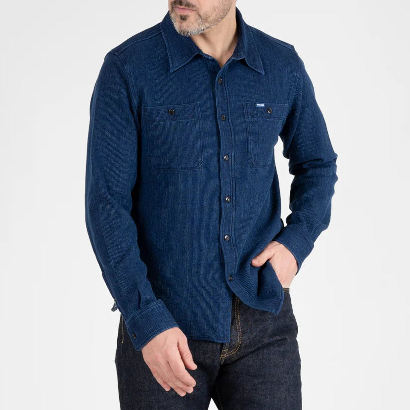 IHSH-96-IND Waffle Work Shirt Indigo