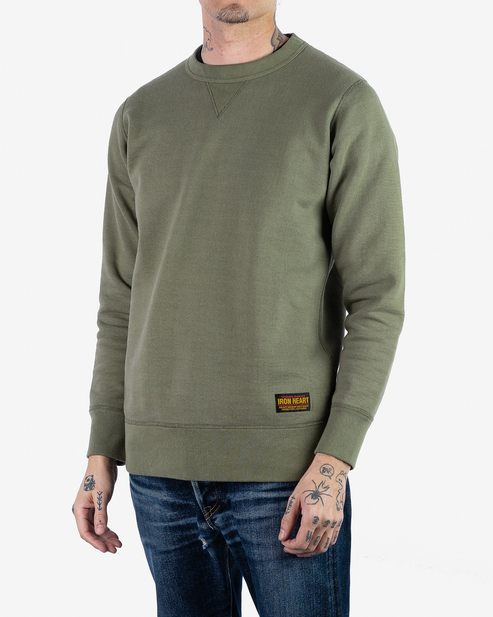 IHSW-69L-OLV 14 oz. Ultra Heavy Crew Neck Sweat Olive
