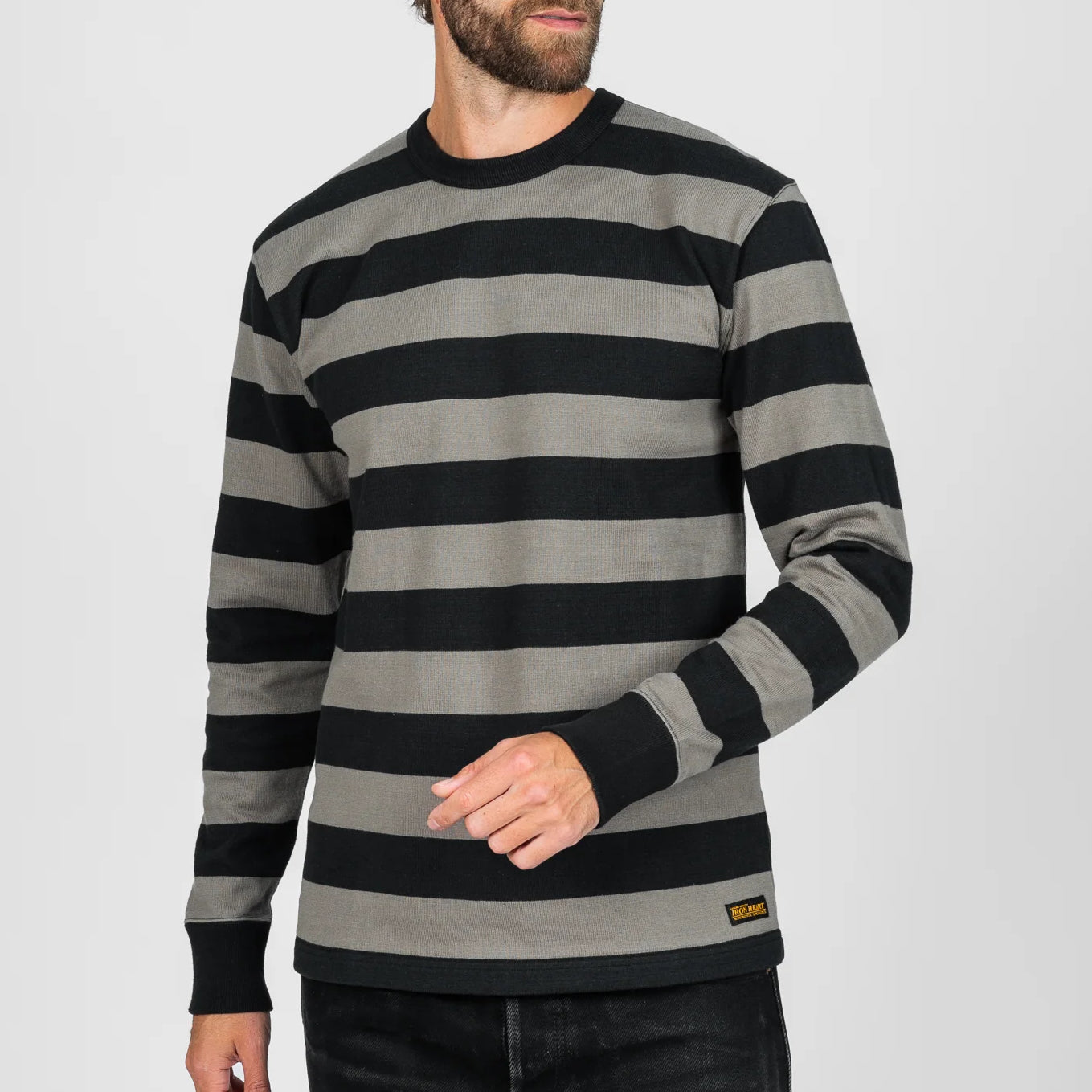 IHTB-01-GRY-BLK 11oz Cotton Long-Sleeved Sweater Grey/Black