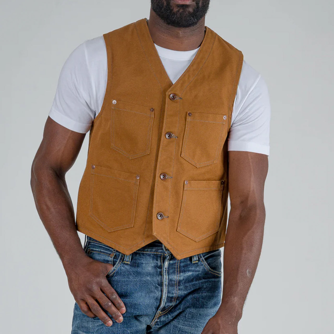 IHV-03-BRN 17 oz. Cotton Duck Work Vest Braun
