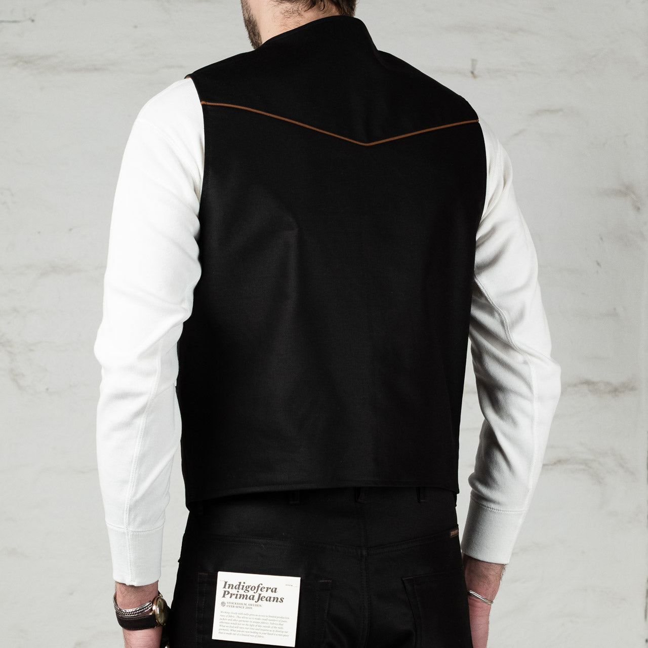 Gilet Colton Moleskine Coton Giza Noir