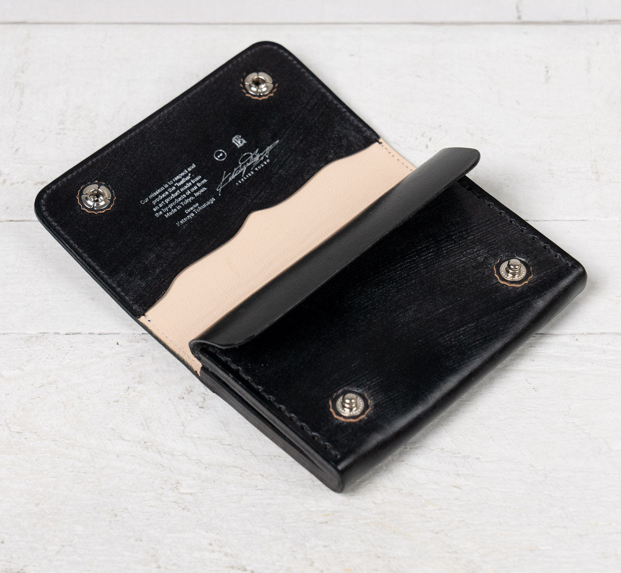 Card Case Double Bridle Leather Schwarz