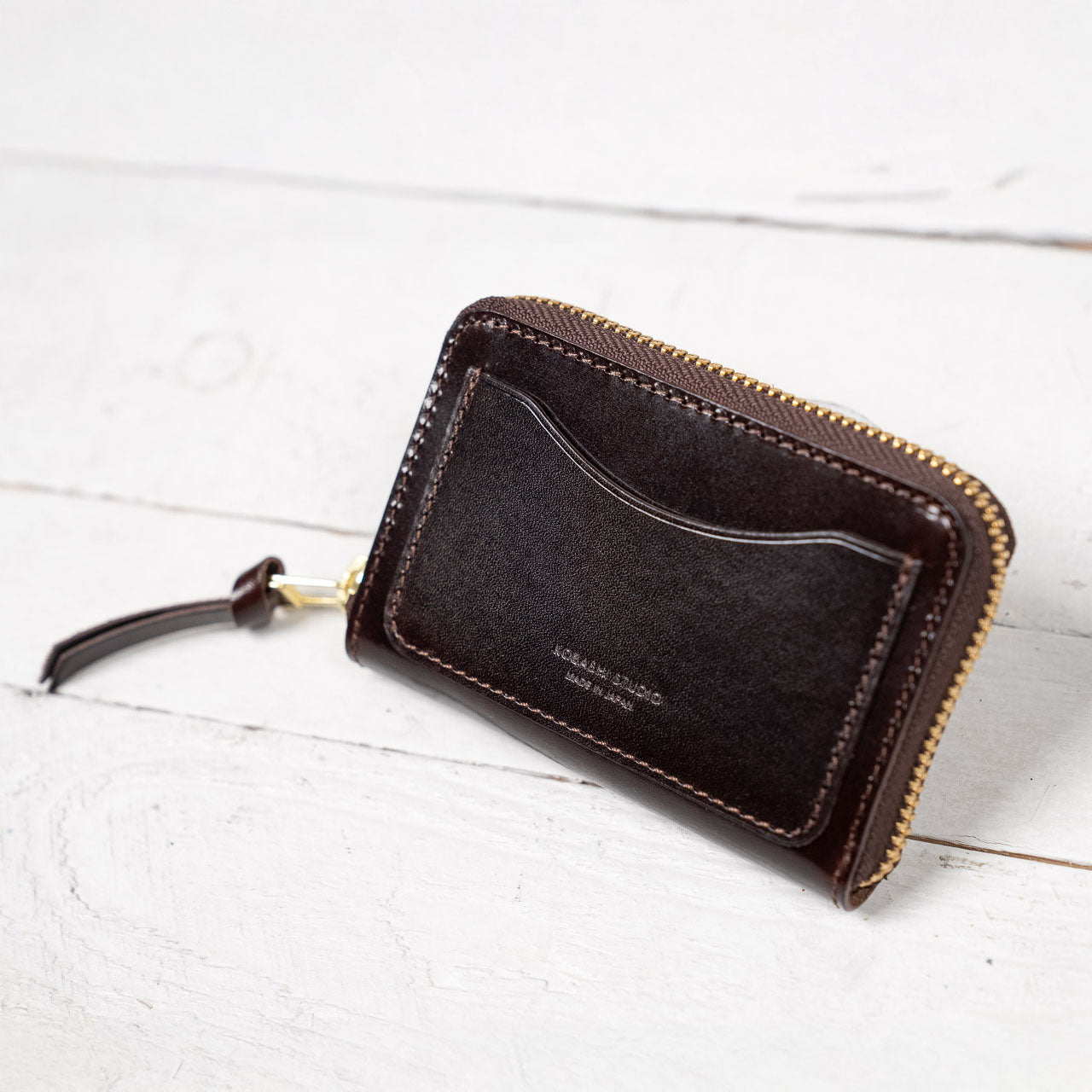 Round Zip Wallet Heri-Kaeshi Braun