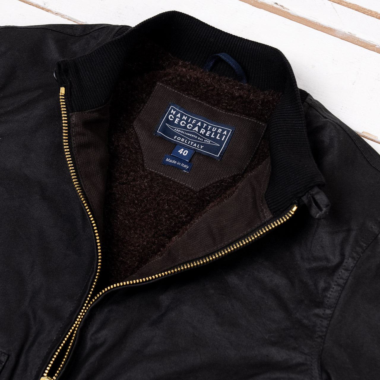 New Bomber Jacket Schwarz Waxed