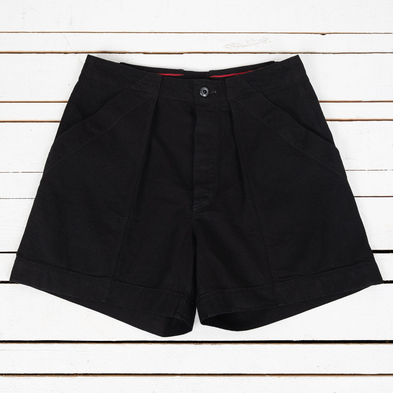 Denim Deck Shorts Cotton Hemp Lightweight Denim Black