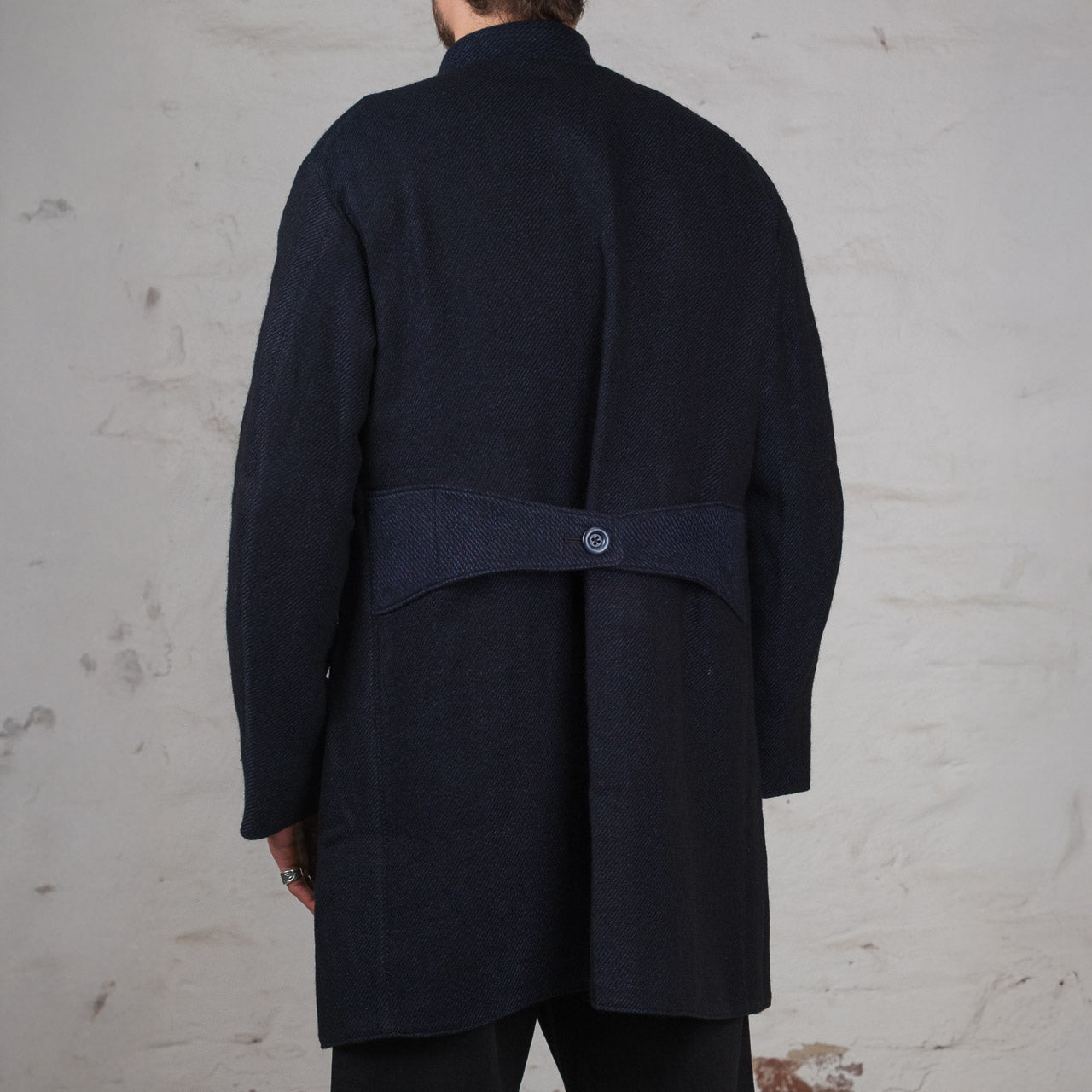 Relaxed Brigadier Coat Lovat Wool Linen Boelite Blue
