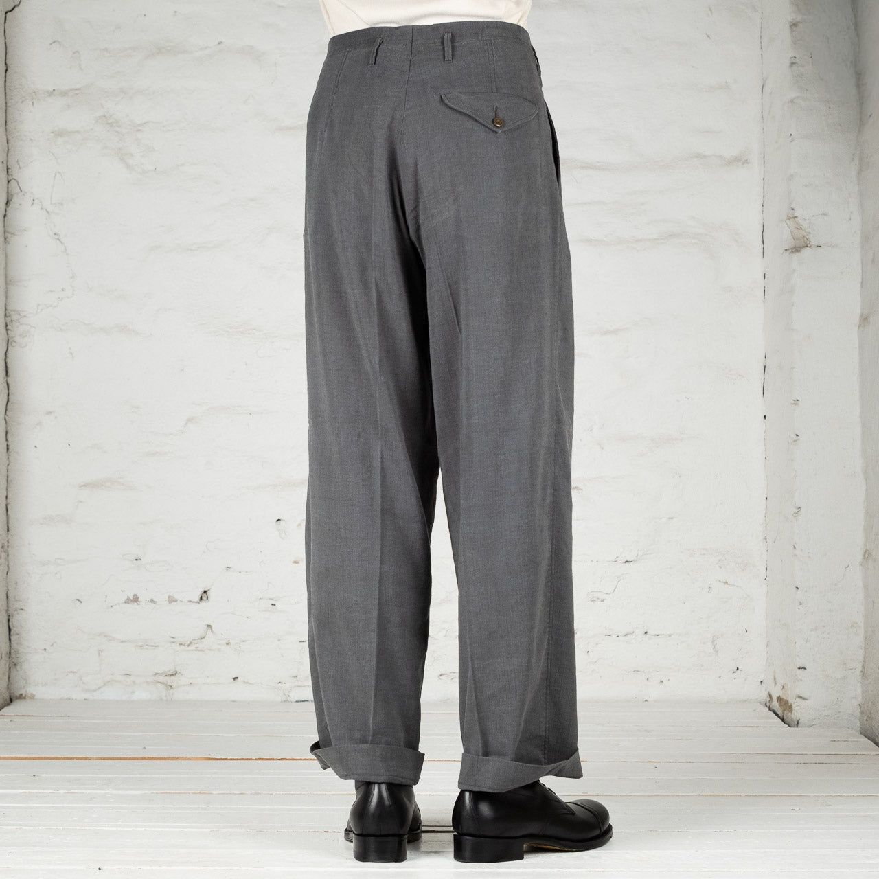 Waistband Trouser Silk Hemp Broadcloth Slate