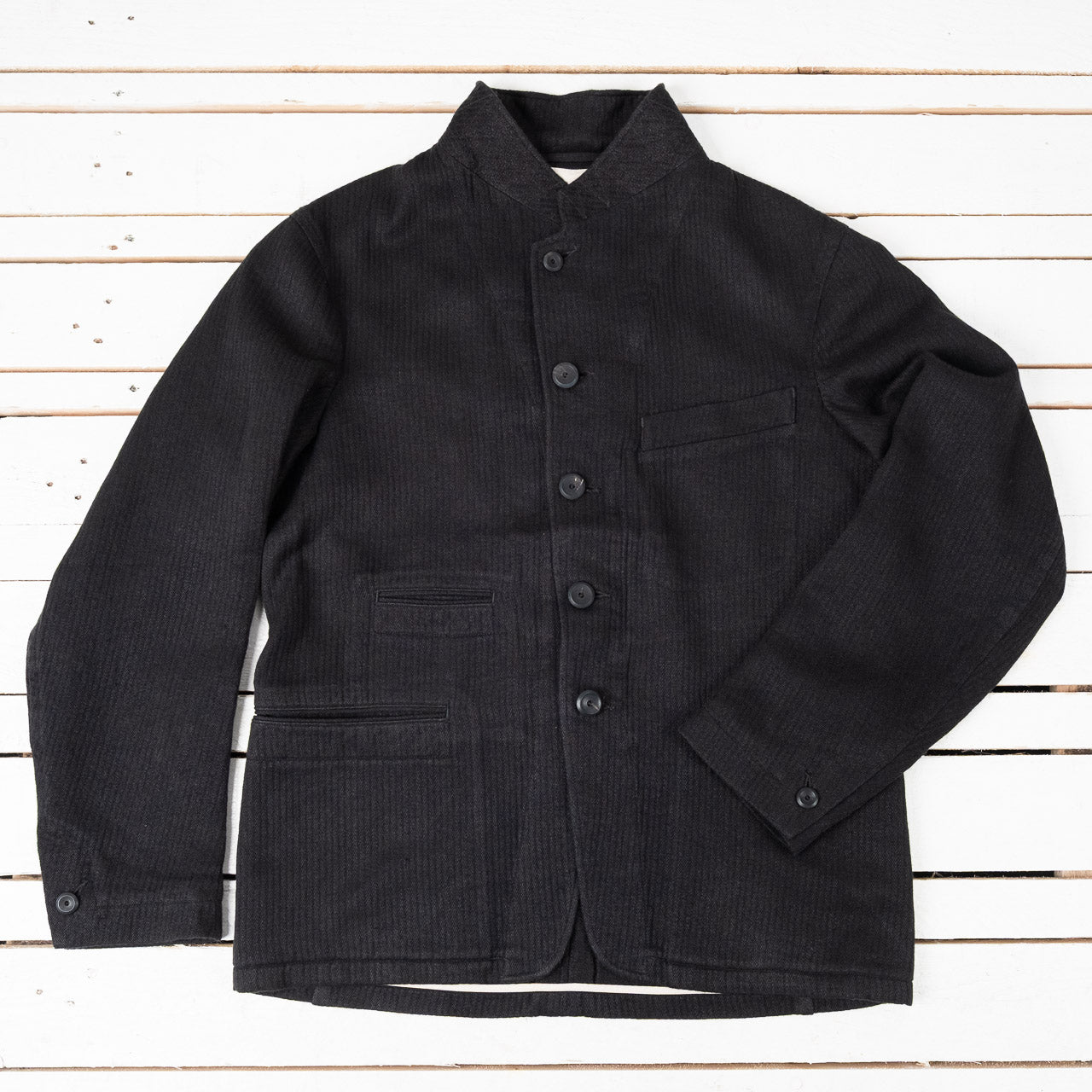 Continental Sack Jacket Linen Wool Schwarz