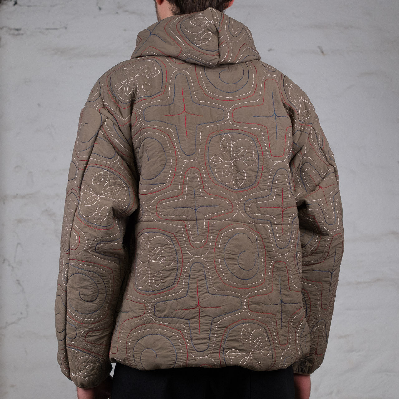 Ainu Quilted Hood Jacket Beige