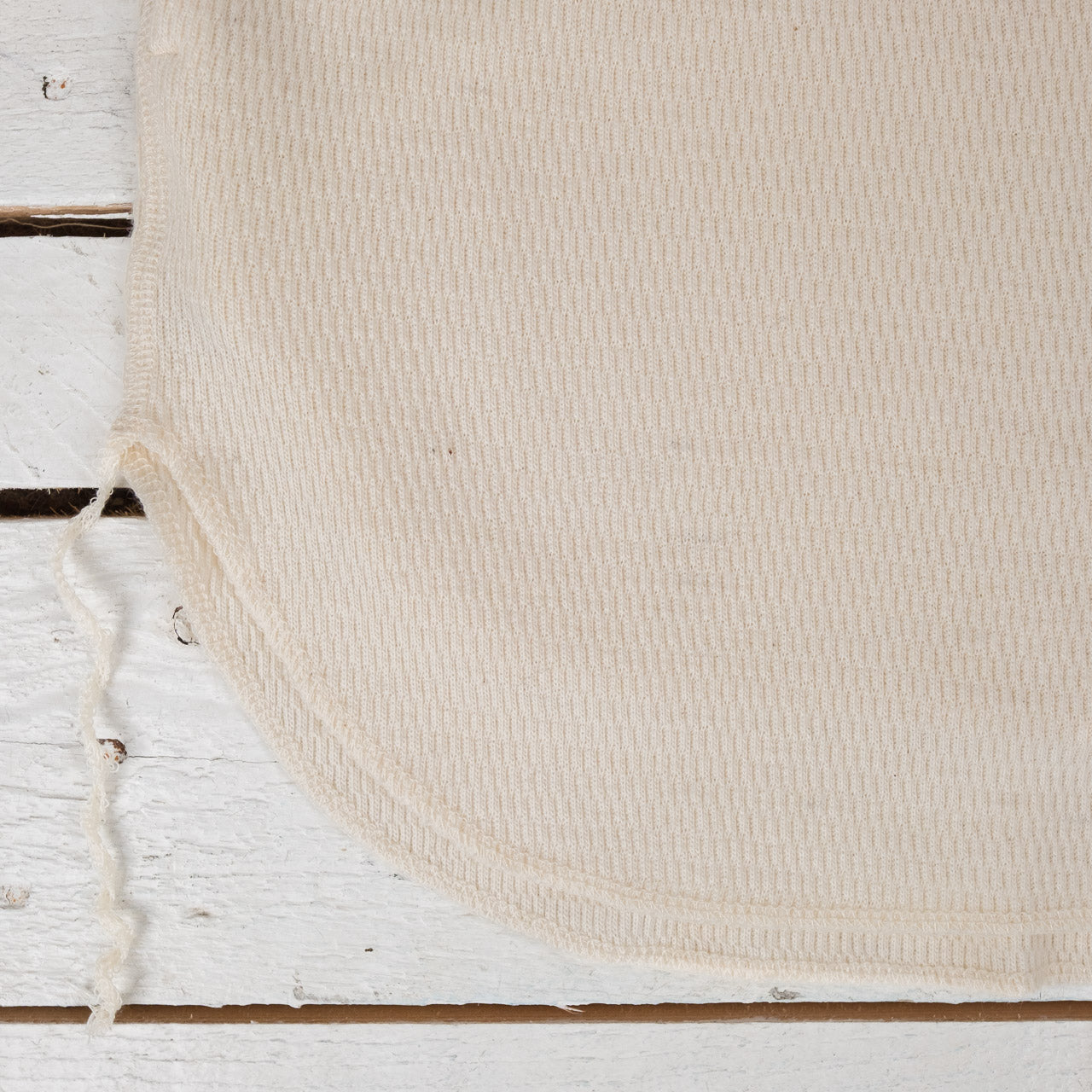 Wool Cotton Waffle Henley Neck T-Shirts Natural