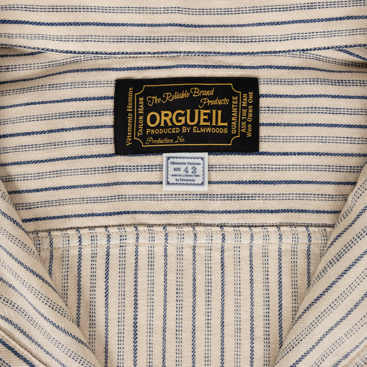 Shawl Collar Shirt Indigo Stripe