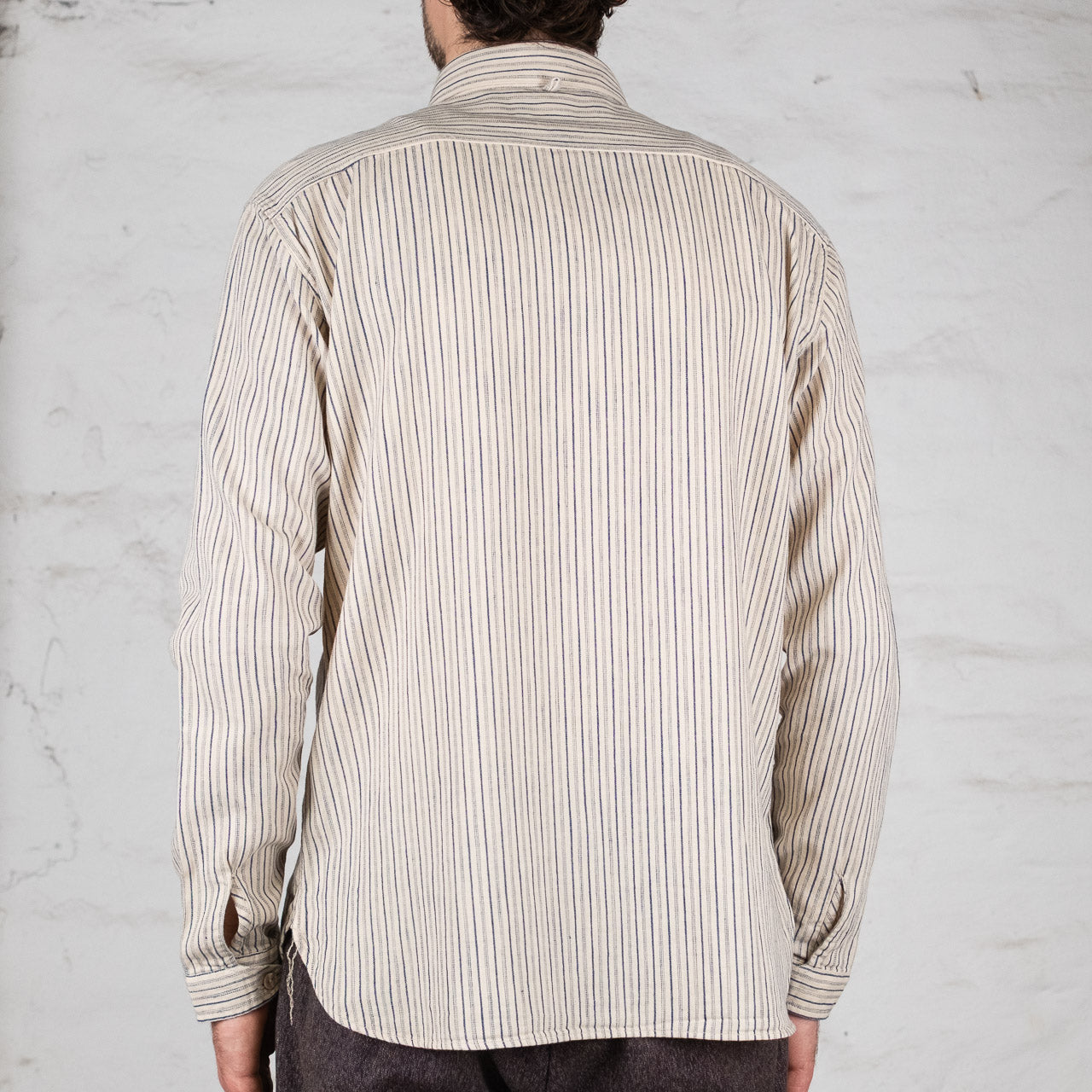 Shawl Collar Shirt Indigo Stripe