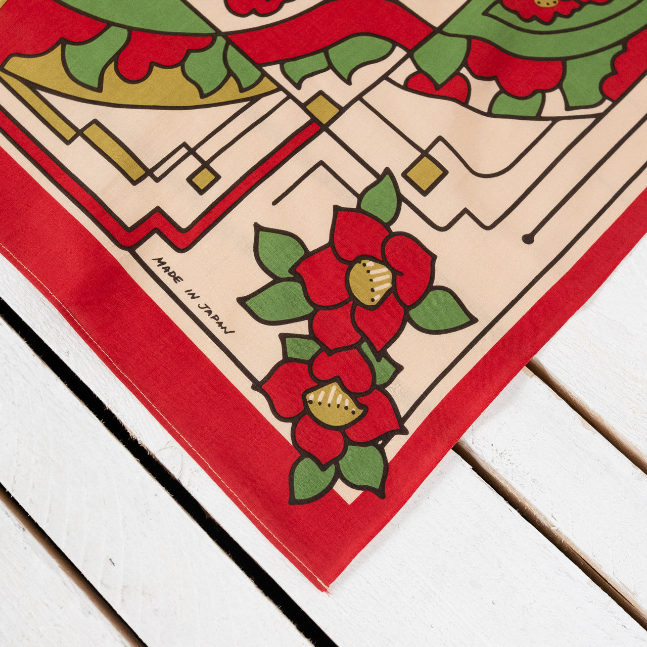 Bandana "Showa Tsubaki" 70x70 red