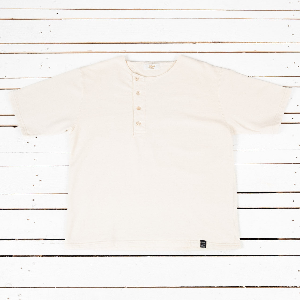 Short Sleeve Henley Sweatshirt Natural