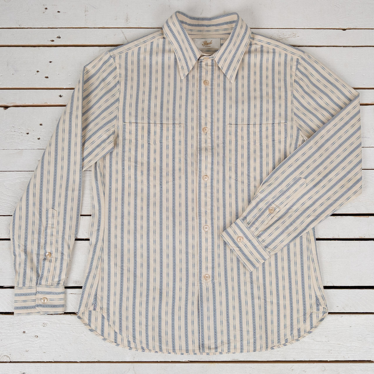 Striped Work Shirt Beige