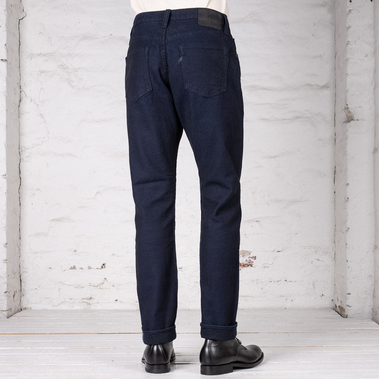 1177-ID Indigo x Black Sashiko Denim Relaxed Tapered