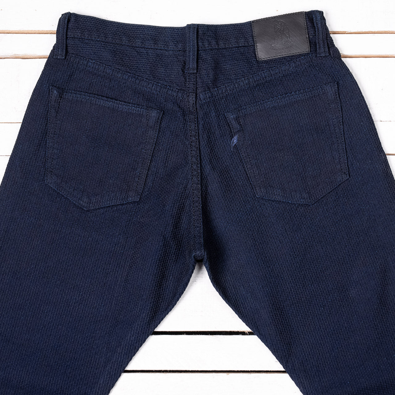 1177-ID Indigo x Black Sashiko Denim Relaxed Tapered