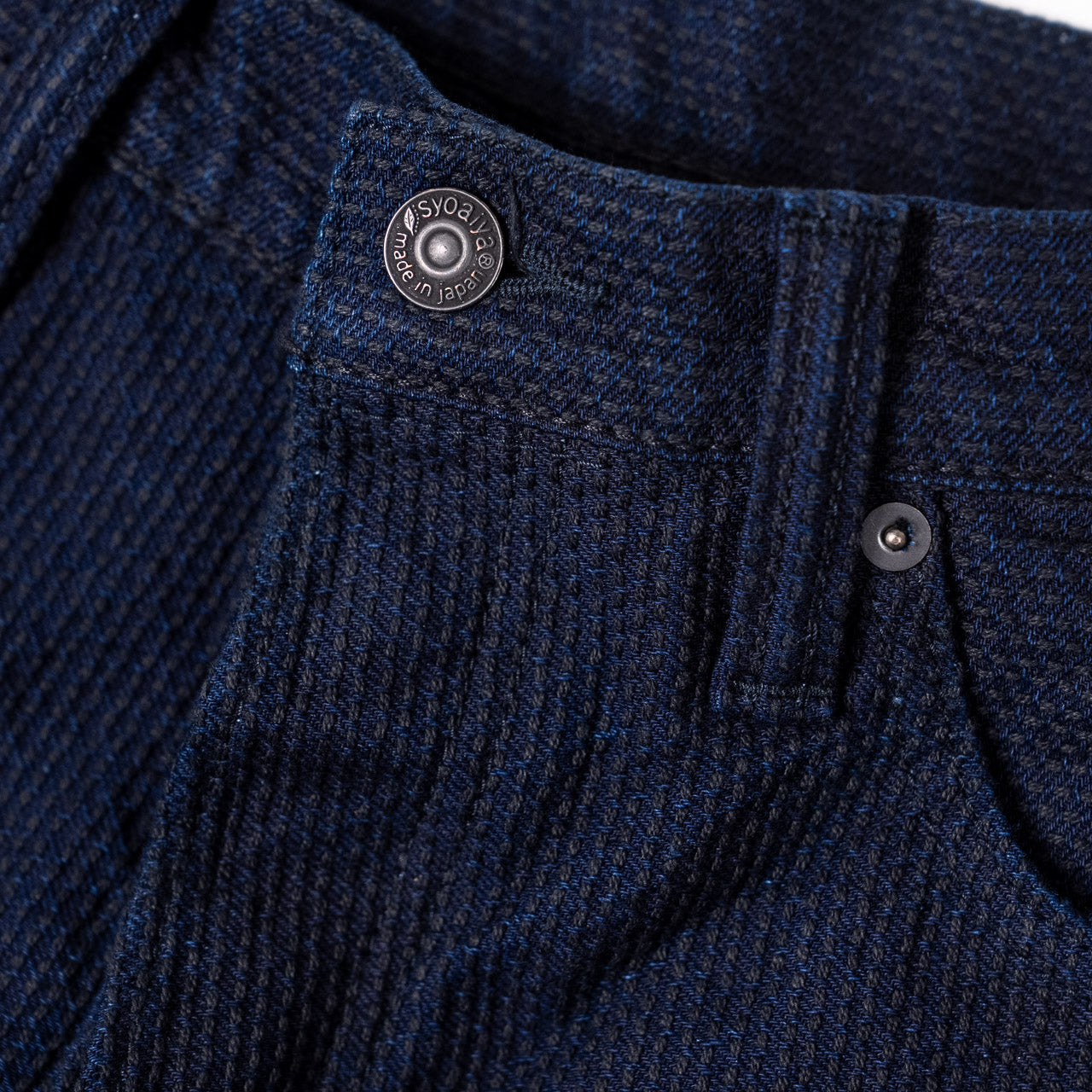 1177-ID Indigo x Black Sashiko Denim Relaxed Tapered