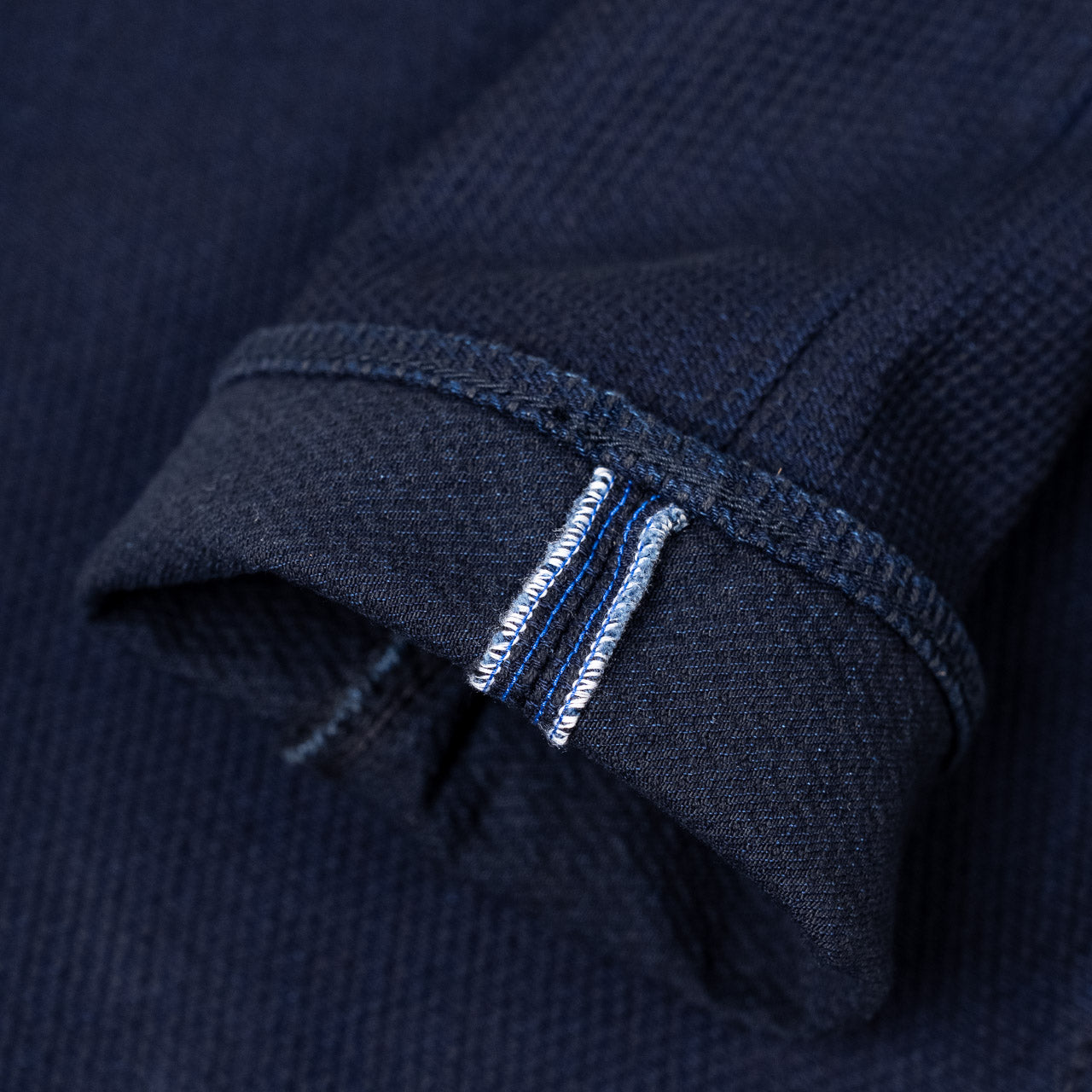 1177-ID Indigo x Black Sashiko Denim Relaxed Tapered