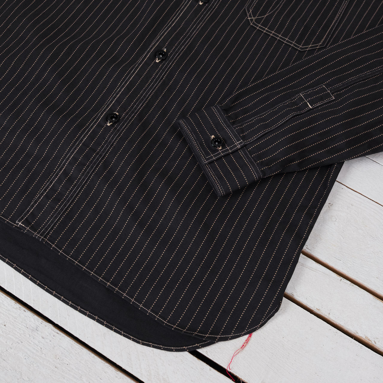 8.5 oz. Black Wabash Stripe Work Shirt, One Wash