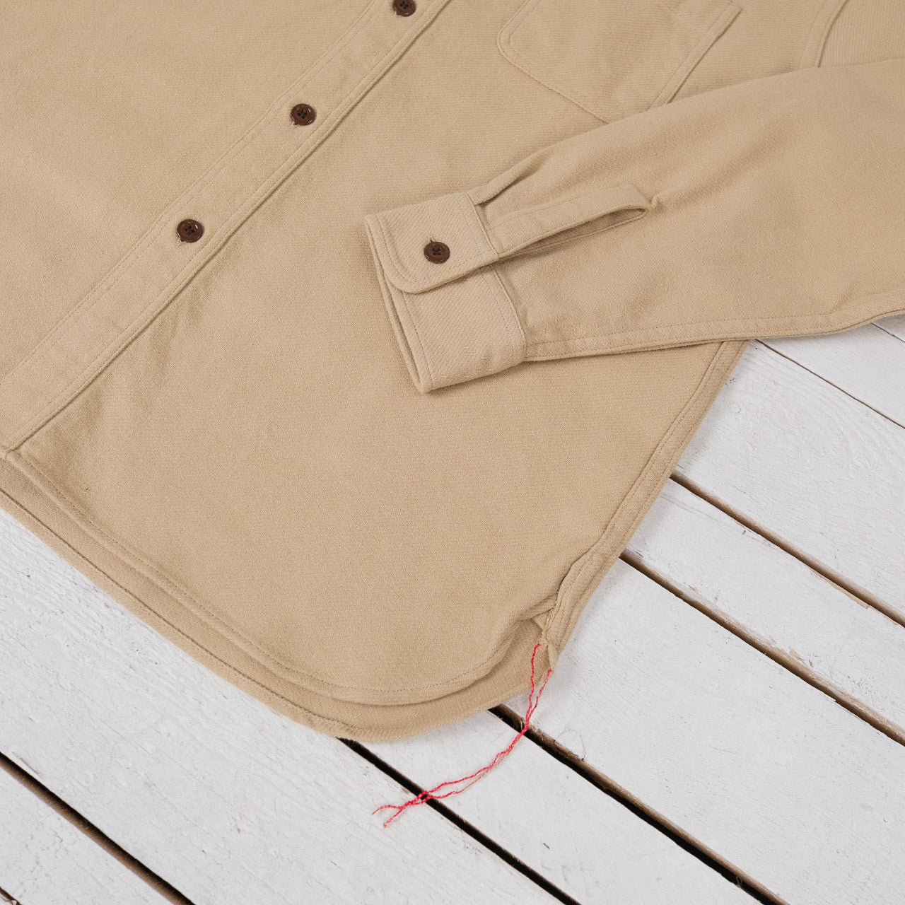 Cotton Twill Work Shirt, Beige