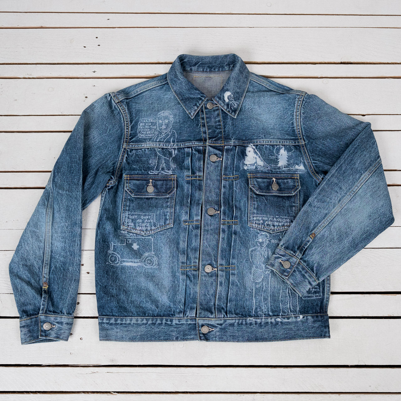 14.25 oz. Denim Jacket 1953 Aged Model Cartoon